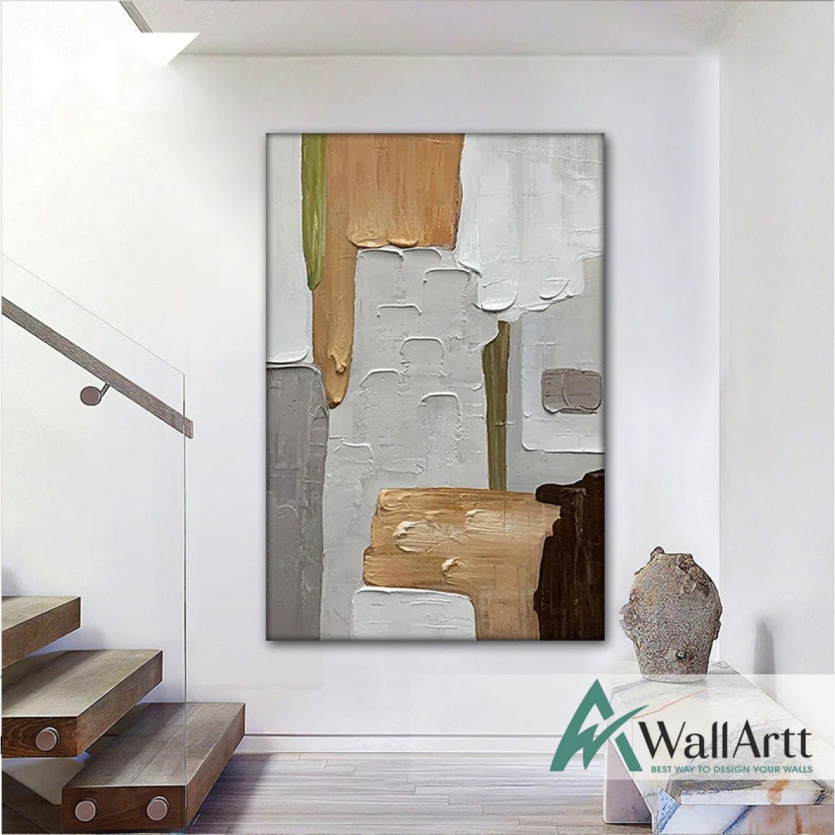 Abstract Soft Colors 3D Heavy Textured Partial Oil Painting